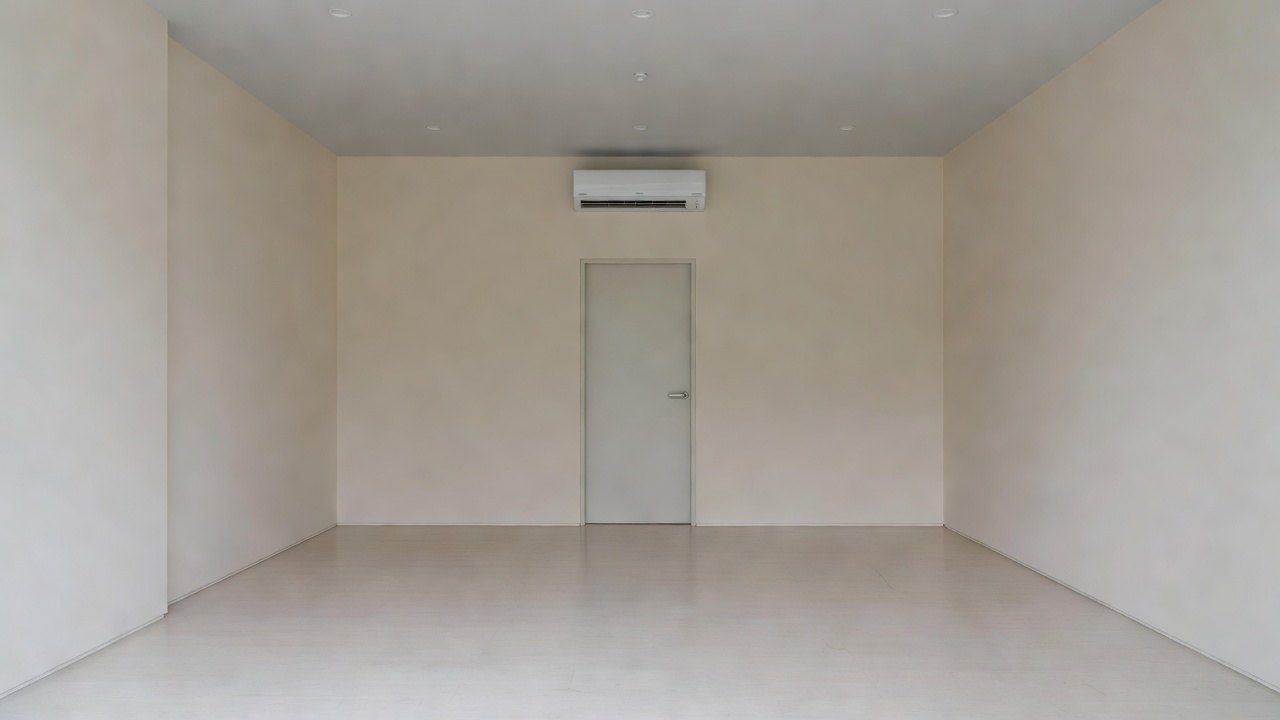 居屋鎖點:廳望向廁所門與冷氣位,間隔被模數鎖。